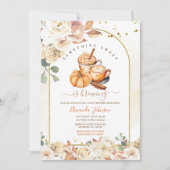 何か甘いものは醸造金ゴールドフローラ赤ちゃんシャワー 招待状 (正面)