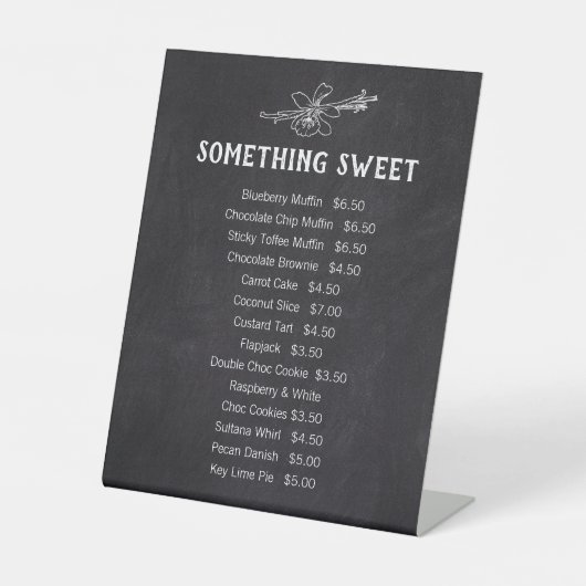 何か甘いバニラケーキのペストリーの価格表 台座サイン (正面)