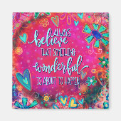 何か素晴らしいピンクのハートフローラインスピレーション マグネット (正面)