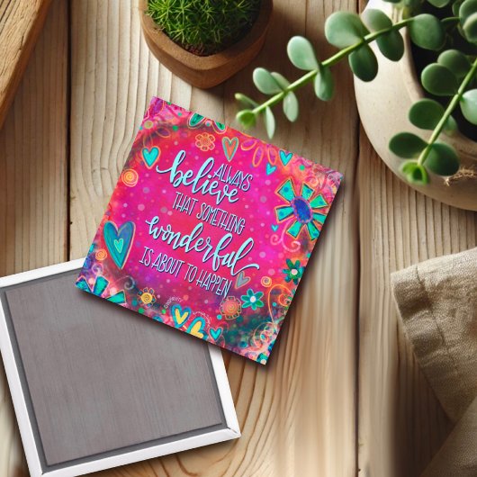 何か素晴らしいピンクのハートフローラインスピレーション マグネット