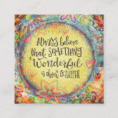 何か素晴らしい引用文フローラ親切カード スクエア名刺 (正面)