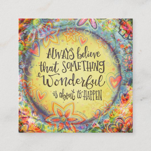 何か素晴らしい引用文フローラ親切カード スクエア名刺 (正面)