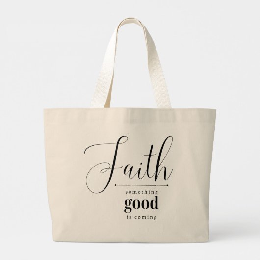 何か良い事は来の信仰に基づくトートである ラージトートバッグ (裏面)