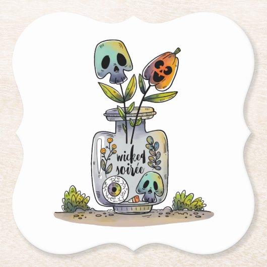 何か邪悪なハローウィンパーティ紙コースター ペーパーコースター (正面)