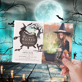 何か邪悪な醸造ハロウィンピンク誕生日 招待状