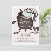 何か邪悪な醸造ハロウィンピンク誕生日 招待状 (スタンド正面)