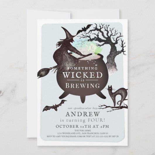 何か邪悪な醸造ハロウィーンBl誕生日 招待状 (正面)