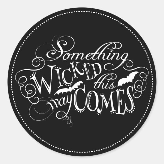 何か邪悪な黒板ハロウィンステッカー ラウンドシール (正面)