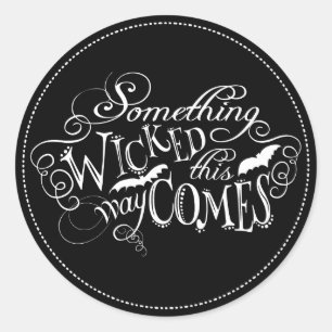 何か邪悪な黒板ハロウィンステッカー ラウンドシール