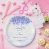 何か青いあじさいブライダルシャワー ペーパープレート (パーティー)