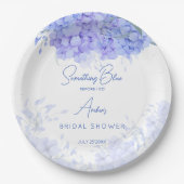 何か青いあじさいブライダルシャワー ペーパープレート (正面)
