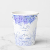 何か青いあじさいブライダルシャワー 紙コップ (裏面)