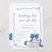 何か青いお洒落ブライダルシャワーの招待 招待状 (正面/裏面)