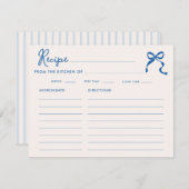 何か青いちぎれフレーム リボン ブライダルシャワー エンクロージャーカード (正面/裏面)