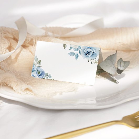 何か青いものが私がダスティーブルーの花柄をする前に プレイスカード