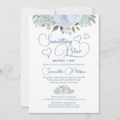 何か青いものが私の前に ブルーの花の花嫁シャワー 招待状 (正面)