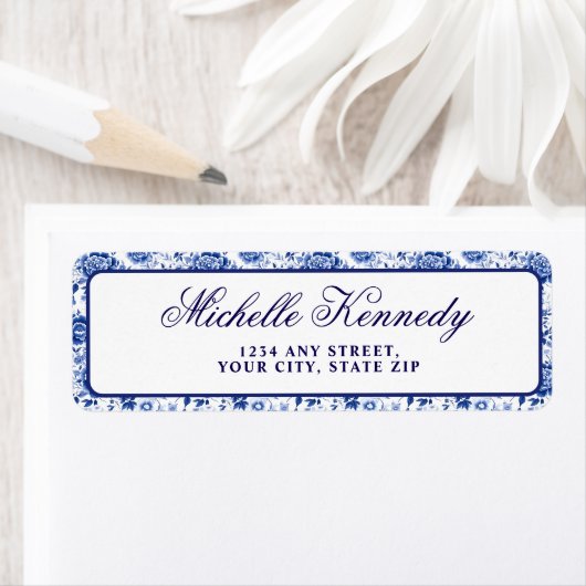 何か青いものが私の前に ブルー フラワーの花束を使った花嫁のシャワー ラベル (インサイチュ)