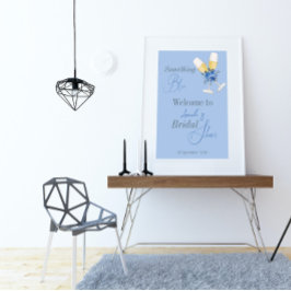 何か青いもの ウォーターカラー 花の ブライダルシャワー 横断幕