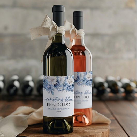 何か青いもの ブライダルシャワーの前にする花 ワインラベル