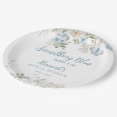 何か青いもの ブライダルシャワーの前に 花のブライダルシャワー ペーパープレート (アングル)