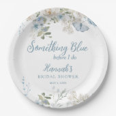 何か青いもの ブライダルシャワーの前に 花の装飾 ペーパープレート (正面)