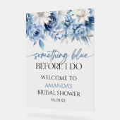 何か青いもの ブライダルシャワーの歓迎 アクリルサイン (傾斜)