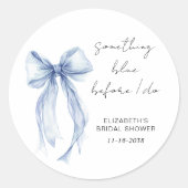 何か青いもの ブルー ボウ 水彩 結婚前お茶会 ラウンドシール (正面)