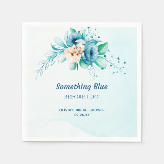 何か青いもの、私がする前に花の花嫁のシャワー スタンダードカクテルナプキン (正面)