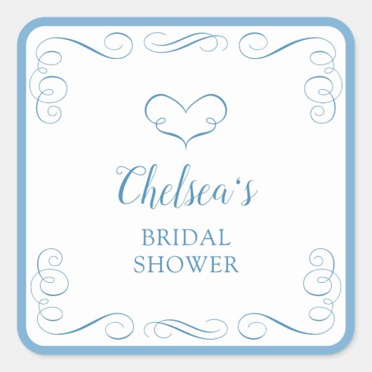 何か青いもの 私がする前に エレガントな花嫁のシャワー スクエアシール (正面)