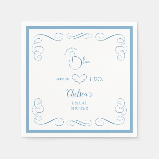 何か青いもの 私がする前に エレガントな花嫁のシャワー スタンダードカクテルナプキン (正面)