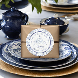 何か青いもの 私がする前に エレガントな ブライダルシャワーのお知らせ ラウンドシール