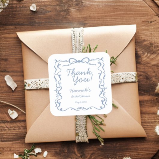 何か青いもの 私がする前に ブライダルシャワーのお礼 スクエアシール