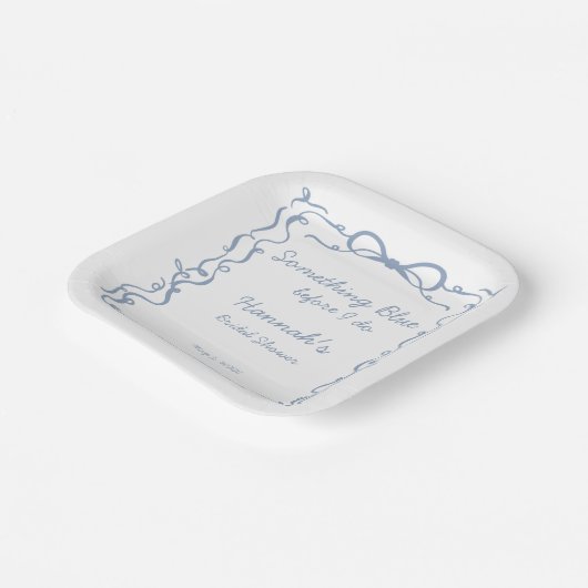 何か青いもの 私がする前に ボウ ブライズ シャワー ペーパープレート (傾斜あり)