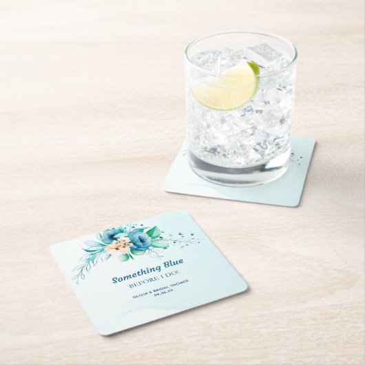 何か青いもの 私がする前に 花のブライダルシャワー スクエアペーパーコースター (インサイチュ)