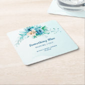 何か青いもの 私がする前に 花のブライダルシャワー スクエアペーパーコースター (アングル)