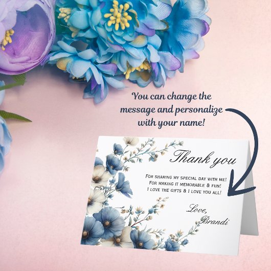 何か青いもの 私がする 折りたたみ ありがとうカード サンキューカード