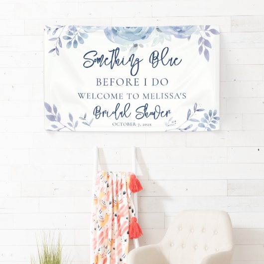 何か青いもの Before I Do フラワーブライダルシャワー 横断幕 (インサイチュ)