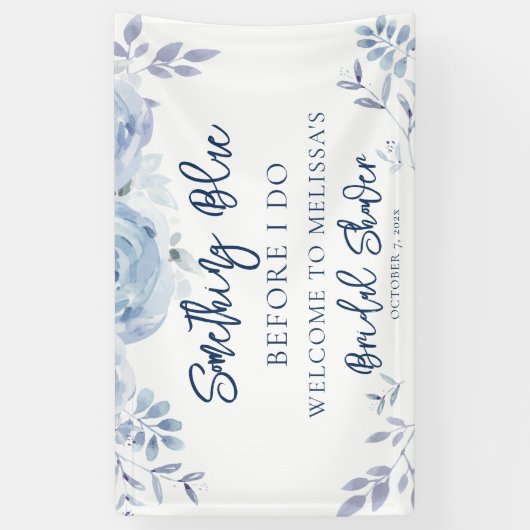 何か青いもの Before I Do フラワーブライダルシャワー 横断幕 (縦)