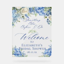 何か青いアジサイのウェディングシャワーの歓迎