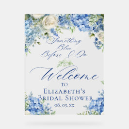 何か青いアジサイのウェディングシャワーの歓迎 アクリルサイン
