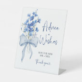 何か青いアドバイス&ウィッシュ | リボン弓 台座サイン (正面)