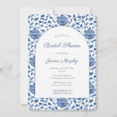 何か青いアンティークチノワセリーウェディングシャワー 招待状 (正面)