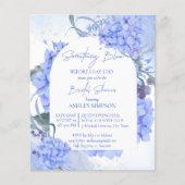 何か青いエレガントブライダルシャワー予算招待状 (正面)