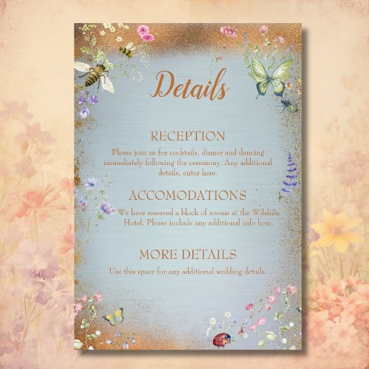 何か青いエレガント野草囲いカード エンクロージャーカード