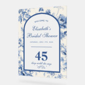 何か青いエレガントChinoiserieブライダルシャワー アクリルサイン (傾斜)