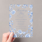 何か青いエレガントChinoiserieブライダルシャワー アクリル招待状 (インサイチュ (ポータブル))