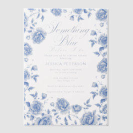 何か青いエレガントChinoiserieブライダルシャワー ベラム紙招待状