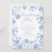 何か青いエレガントChinoiserieブライダルシャワー 招待状 (正面)