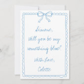 何か青いクルーがドードルの花嫁の提案に頭を下げる カード (正面)