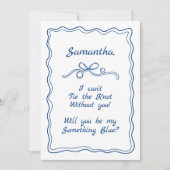 何か青いクルーが花嫁の提案に頭を下げる 招待状 (正面)